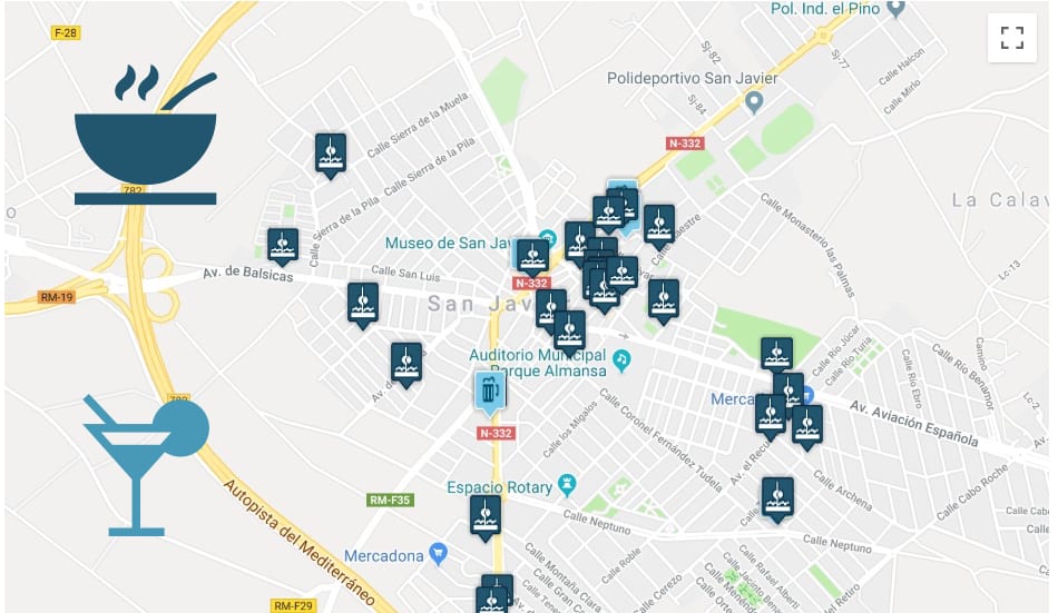 mapa restaurantes Mapa de los bares y restaurantes de La Ruta de la Tapa de San 