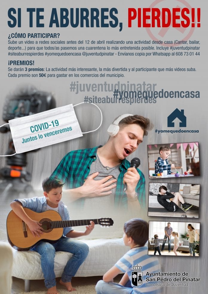 La concejalía de Juventud de San Pedro del Pinatar lanza el concurso de vídeos en redes sociales “Si te aburres pierdes”