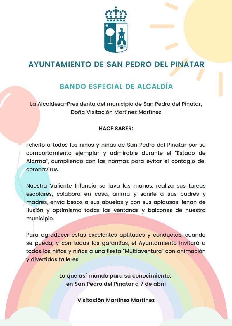Ayuntamiento de San Pedro del Pinatar celebrará una fiesta multiaventura tras el confinamiento para todos los niños de la localidad