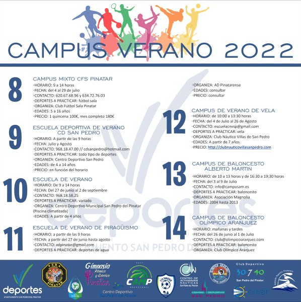 Campus deportivo de verano 2022 San Pedro del Pinatar