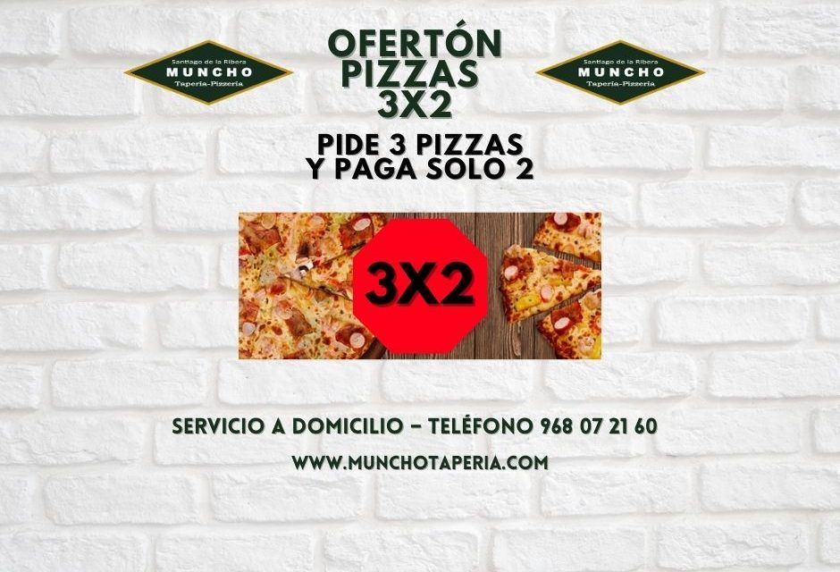 Oferta 3 pizzas por el precio de 2 en Muncho Pizzeria Taperia